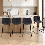 Oikiture 4x Bar Stools Kitchen Stool Metal Leather Grey - 45-Degree Angle