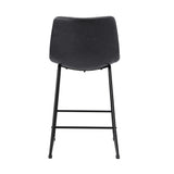 Oikiture 4x Bar Stools Kitchen Stool Metal Leather Grey - Side View