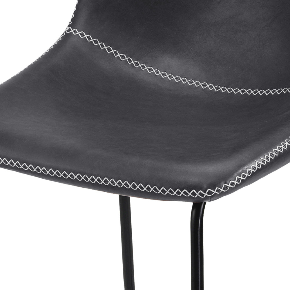 Oikiture 4x Bar Stools Kitchen Stool Metal Leather Grey