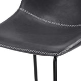 Oikiture 4x Bar Stools Kitchen Stool Metal Leather Grey - Front View