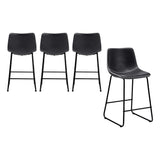 Oikiture 4x Bar Stools Kitchen Stool Metal Leather Grey - Close-Up Angle