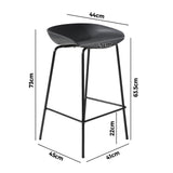 Oikiture 2x Kitchen Bar Stools Dinning Chairs Metal Black - Low Angle