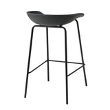 Oikiture 2x Kitchen Bar Stools Dinning Chairs Metal Black - Front View