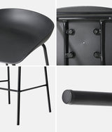 Oikiture 2x Kitchen Bar Stools Dinning Chairs Metal Black