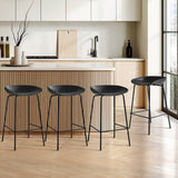 Oikiture Set of 4 Kitchen Bar Stools Metal Black - Close-Up Angle