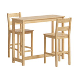 Oikiture 3PCS Bar Table Set Cafe Tables and 2 Stools Natural