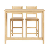 Oikiture 3PCS Bar Table Set Cafe Tables and 2 Stools Natural