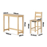 Oikiture 3PCS Bar Table Set Cafe Tables and 2 Stools Natural