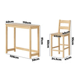 Oikiture 3PCS Bar Table Set Cafe Tables and 2 Stools Natural - Front View