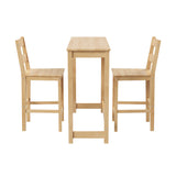 Oikiture 3PCS Bar Table Set Cafe Tables and 2 Stools Natural - Top-Down View