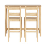 Oikiture 3PCS Bar Table Set Cafe Tables and 2 Stools Natural