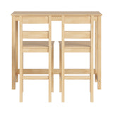 Oikiture 3PCS Bar Table Set Cafe Tables and 2 Stools Natural - Side View