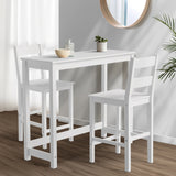 Oikiture 3PCS Bar Table Set Cafe Tables and 2 Stools White - Rear View