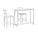 Oikiture 3PCS Bar Table Set Cafe Tables and 2 Stools White - Close-Up Angle