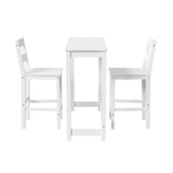 Oikiture 3PCS Bar Table Set Cafe Tables and 2 Stools White
