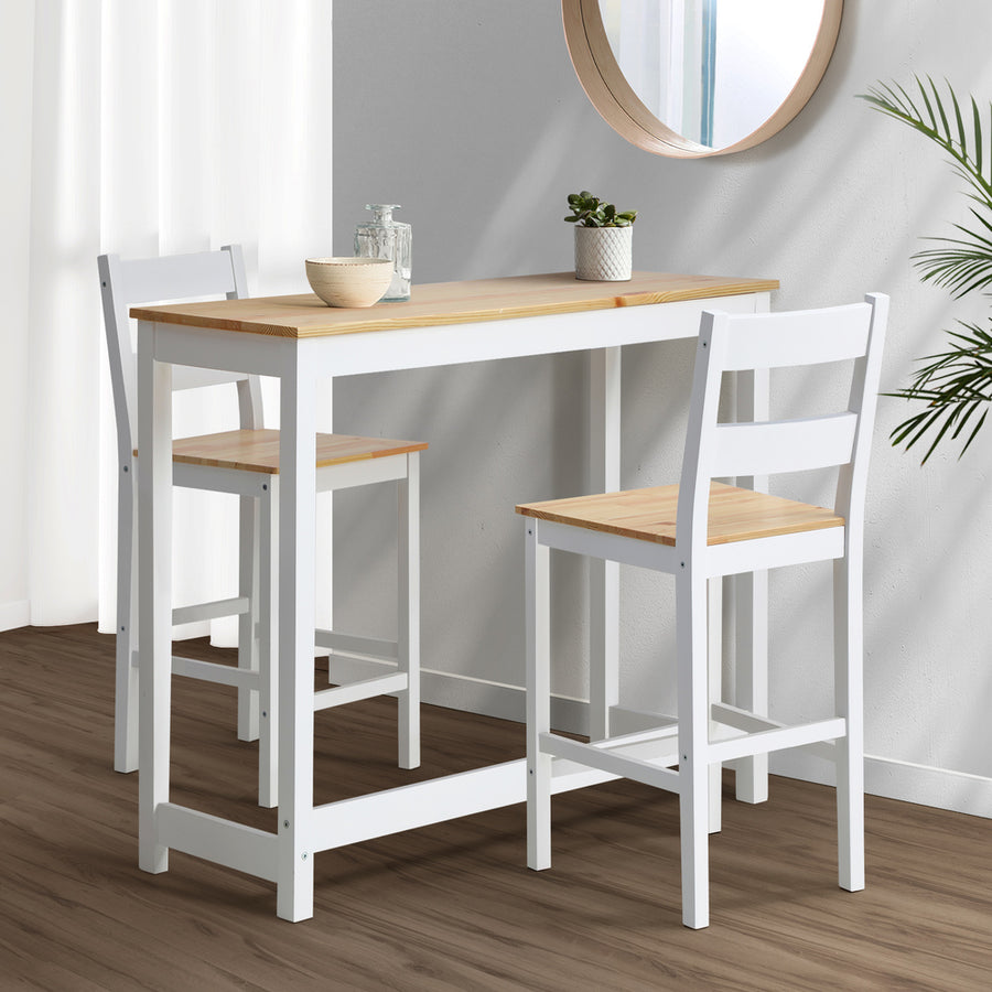 Oikiture 3PCS Bar Set Cafe Table&2 Stools, image 4