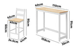 Oikiture 3PCS Bar Set Cafe Table&2 Stools - Side View
