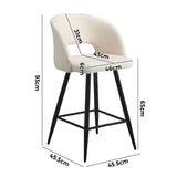 Oikiture 2x Bar Stools Kitchen Dining Chair Boucle White SURA - Top-Down View