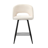 Oikiture 4x Bar Stools Kitchen Dining Chair Boucle White SURA - Close-Up Angle