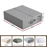 Artiss Bed Sheet Organisers Box Set 4Pcs Storage King Size Bedding Foldable Grey - Front View