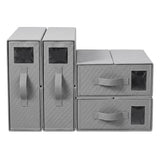 Artiss Bed Sheet Organisers Box Set 4Pcs Storage King Size Bedding Foldable Grey - Side View