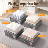 Artiss Bed Sheet Organisers Box Set 4Pcs Storage King Size Bedding Foldable Grey - 45-Degree Angle