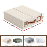 Artiss Bed Sheet Organisers Box 8Pcs Storage King Size Bedding Foldable Beige - Front View