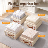 Artiss Bed Sheet Organisers Box 8Pcs Storage King Size Bedding Foldable Beige - 45-Degree Angle