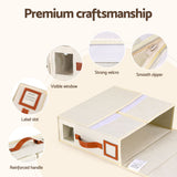 Artiss Bed Sheet Organisers Box 8Pcs Storage King Size Bedding Foldable Beige - Rear View