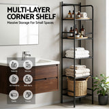 Artiss 5 Tier Floor Standing Corner Shower Caddy Bathroom Organizer Black - 45-Degree Angle