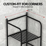 Artiss 5 Tier Floor Standing Corner Shower Caddy Bathroom Organizer Black - Rear View