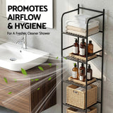 Artiss 5 Tier Floor Standing Corner Shower Caddy Bathroom Organizer Black - Low Angle