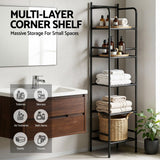Artiss 2X Floor Standing Corner Shower Caddy 5 Tier Bathroom Organizer Black - 45-Degree Angle