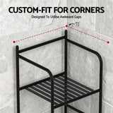 Artiss 2X Floor Standing Corner Shower Caddy 5 Tier Bathroom Organizer Black - Rear View