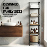 Artiss 2X Floor Standing Corner Shower Caddy 5 Tier Bathroom Organizer Black - Close-Up Angle