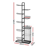 Everfit Ball Storage Rack Sports Equipment Organizer 7-Tier with Basket for Garage Gym Black