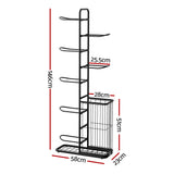 Everfit Ball Storage Rack Sports Equipment Organizer 7-Tier with Basket for Garage Gym Black - Front View