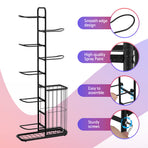 Everfit Ball Storage Rack Sports Equipment Organizer 7-Tier with Basket for Garage Gym Black