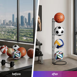 Everfit Ball Storage Rack Sports Equipment Organizer 4-Tier Holder for Garage Gym Black - Top-Down View