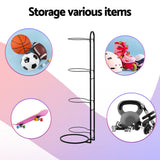 Everfit Ball Storage Rack Sports Equipment Organizer 4-Tier Holder for Garage Gym Black