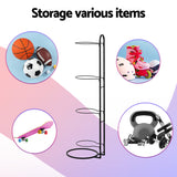 Everfit Ball Storage Rack Sports Equipment Organizer 4-Tier Holder for Garage Gym Black - 45-Degree Angle