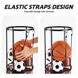 Everfit Vertical Ball Storage Rack with Wheels Sports Equipment Organiser - Top-Down View