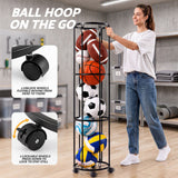 Everfit Vertical Ball Storage Rack with Wheels Sports Equipment Organiser - Rear View
