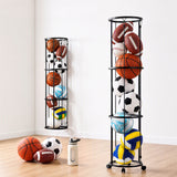 Everfit Vertical Ball Storage Rack with Wheels Sports Equipment Organiser - Low Angle