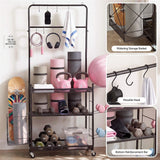 Everfit Yoga Mat Ball Storage Cart Multifunction Equipment Organizer Rack 145cm - Rear View