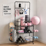 Everfit Yoga Mat Ball Storage Cart Multifunction Equipment Organizer Rack 145cm - Low Angle
