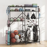 Everfit Sports Equipment Organizer Rack Multi Garage Storage for Golf Bag 174cm - Low Angle