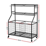 Everfit Sports Equipment Organizer Storage with Wheels Multi-Sport Garage Gym Black - Front View