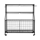 Everfit Sports Equipment Organizer Storage with Wheels Multi-Sport Garage Gym Black - Side View