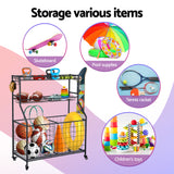 Everfit Sports Equipment Organizer Storage with Wheels Multi-Sport Garage Gym Black - Top-Down View